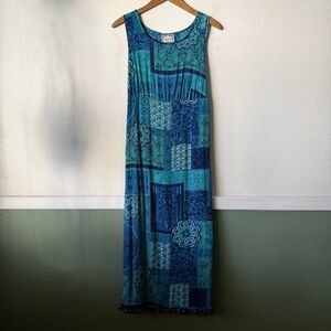 Dressing Clio Teal and Navy Patchwork Maxi Dress
